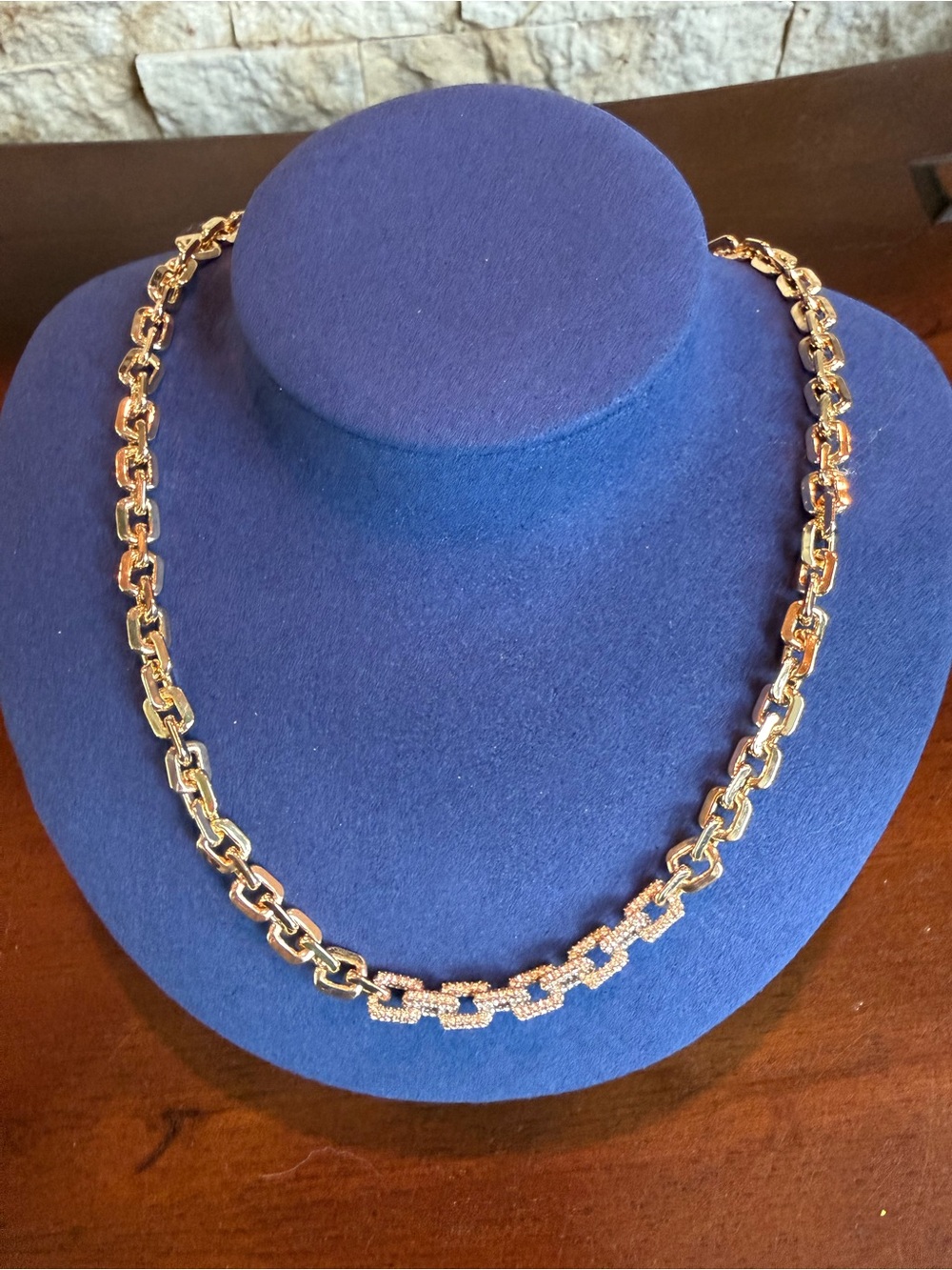 BaubleBar Gold-Tone Chain Necklace with Pavé Link Accent